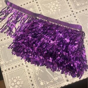 Purple fringe sequin trim for embellishing skirts, shirts and more!